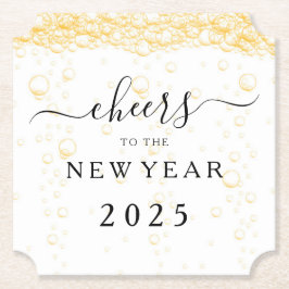 Eleganta fizzbubblor jublar på nyårsafton underlägg papper