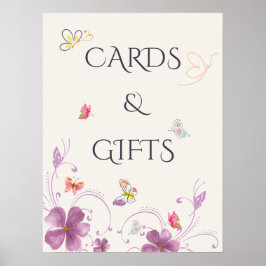 Eleganta fjärilar Bröllopsdusch-kort och presenter Poster