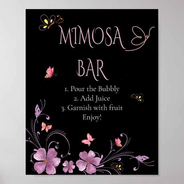 Eleganta fjärilar Bröllopsdusch-kort och presenter Poster (Framsidan)