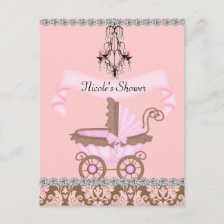 Eleganta Flicka BABY Shower INBJUDNINGAR Damaskdes