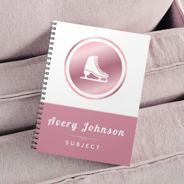 Eleganta flickors isdans tema vinter sport rosa anteckningsbok (Skapare uppladdad)