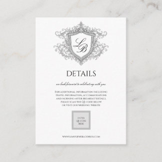 Eleganta Flourish Crest Monogramdetaljer Kort