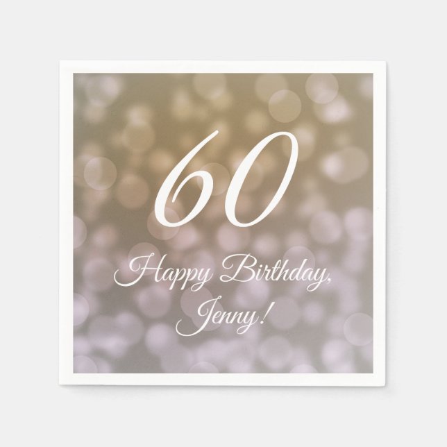 Eleganta födelsedagsservetter för 60-årsfirande fö pappersservett (Framsidan)