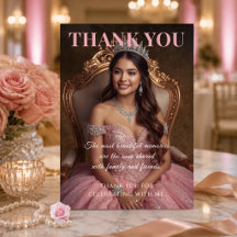 Eleganta Foto Quinceañera Tacksamhetskort