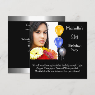 Eleganta Fotoballonger 21-årsdag Inbjudningar