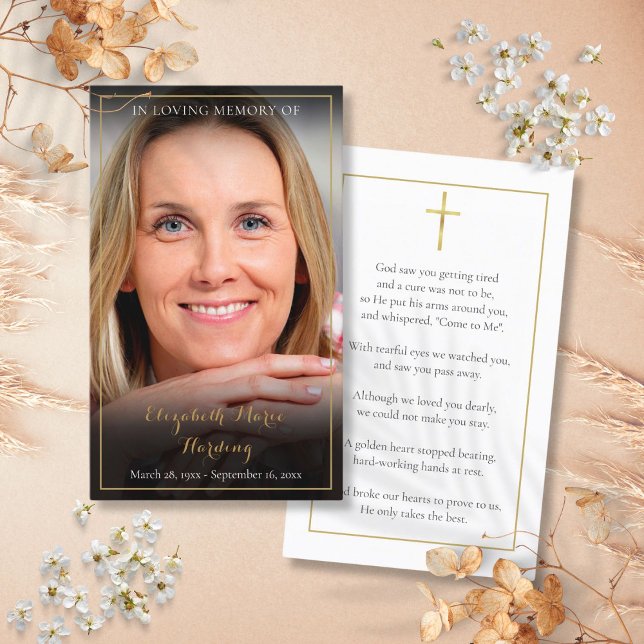 Eleganta fotobegravningsminneskort för böner visitkort (Elegant Photo Funeral Memorial Prayer Cards)