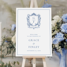 Eleganta franska rosor Blått monogram-krön wedding