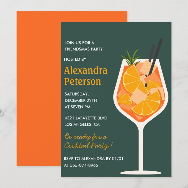 Eleganta Friendsmas-inbjudningar Cocktail Modern Inbjudningar (Fram/baksida)