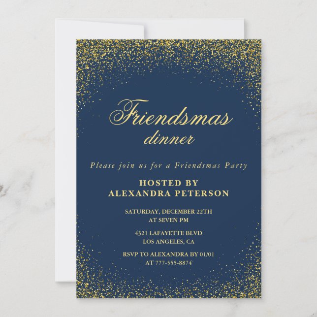 Eleganta Friendsmas-inbjudningar Guld Glitter Glam Inbjudningar (Framsida)