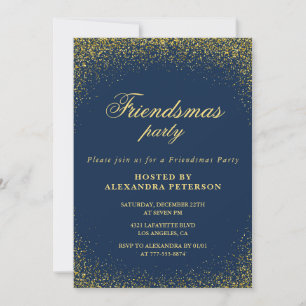 Eleganta Friendsmas-inbjudningar Guld Navy Glam Inbjudningar
