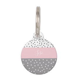 Eleganta geometriska trianglar & pricker i grå djurbricka