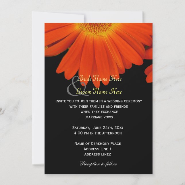 Eleganta gerbera tusenskönor bröllop inbjudningar (Framsida)