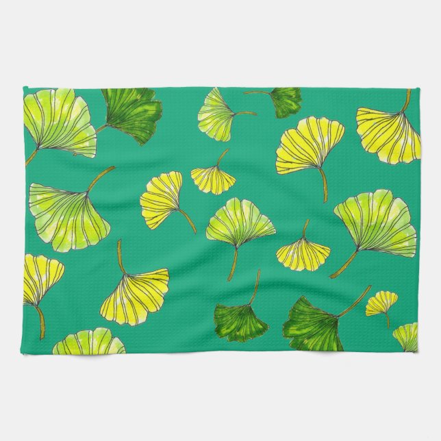 Eleganta Gingko-lövar Botanisk Kökshandduk (Horisontell)
