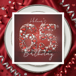 Eleganta Glam Ruby Röda Ädelstenar 65-årsdag Pappersservett