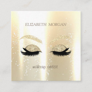 Eleganta Glamorösa Guld Glitter Falska Ögonfransar Fyrkantigt Visitkort