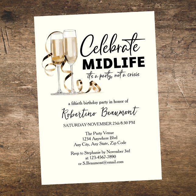 Eleganta glasögon för midlife-firande 50-årsdag inbjudningar (Skapare uppladdad)