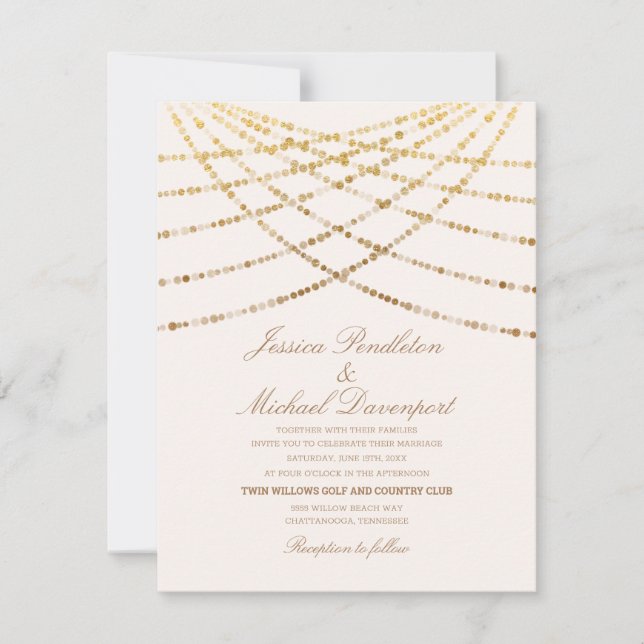 Eleganta glitter blixtljus krämvit bröllop inbjudningar (Framsida)
