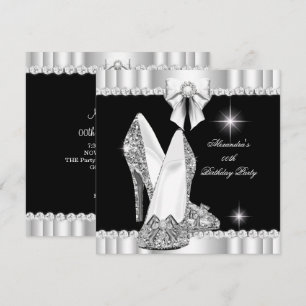 Eleganta glitter glamour höga klackar silver svart inbjudningar
