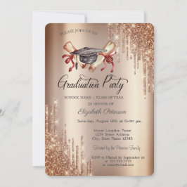 Eleganta glitterdroppar, examenshatt diplom examen inbjudningar