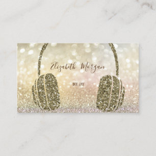 Eleganta glitterhörlurar för DJ Bokeh Visitkort