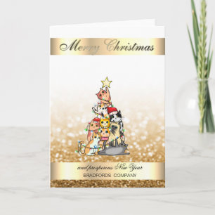 Eleganta glitteriga bokeh julgran kattungar helgkort