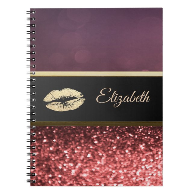 Eleganta glitterläppar Bokeh Anteckningsbok (Framsidan)