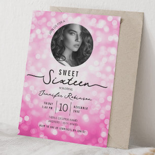 Eleganta glitterljus Sweet 16 födelsedagsfest Hot Inbjudningar