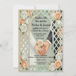 Eleganta glitterrosor valv romantiska par händer inbjudningar