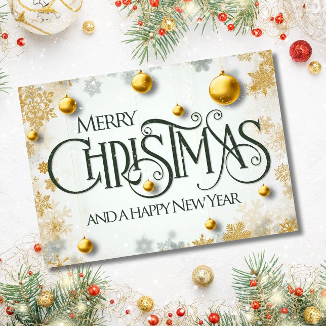 Eleganta God Jul och Nyår önskningar Helgkort (Share heartfelt holiday wishes with this elegant, timeless Christmas & New Year design.)