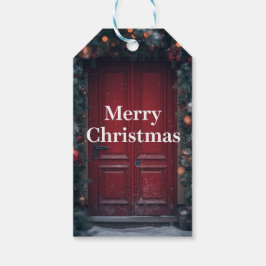 Eleganta "God Jul" röda dörrpresentkort etiketter