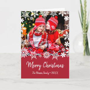 Eleganta God Jul snöflingor anpassad bild Kort