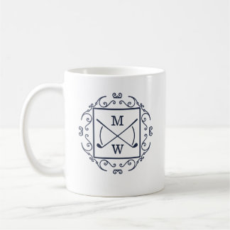 Eleganta golfklubbor monogram kaffemugg