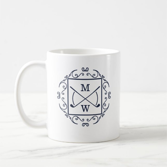 Eleganta golfklubbor monogram kaffemugg (Vänster)
