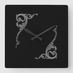 Eleganta Goth virvlar runt design Fyrkantig Klocka
