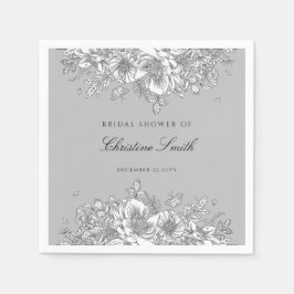 Eleganta grå blomsterbröllopsservetter pappersservett