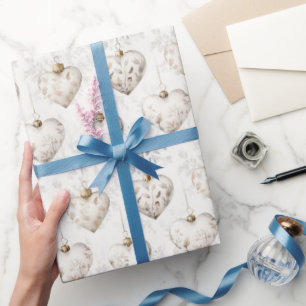 Eleganta grå hjärtan ornament bröllop kräm presentpapper