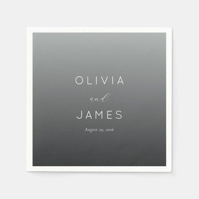 Eleganta grå minimalistiska namn pappersservett (Framsidan)