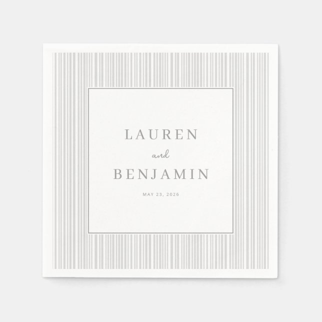 Eleganta Gråa Ränder Pappersservett (Framsidan)