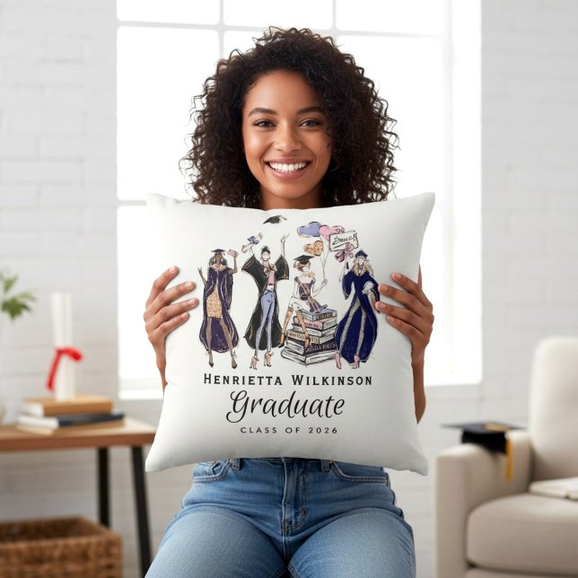 Eleganta Graduate Fashionistas Mörkblå Robdesign Kudde (Skapare uppladdad)