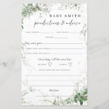 Eleganta Greenery Baby Shower Rådkort
