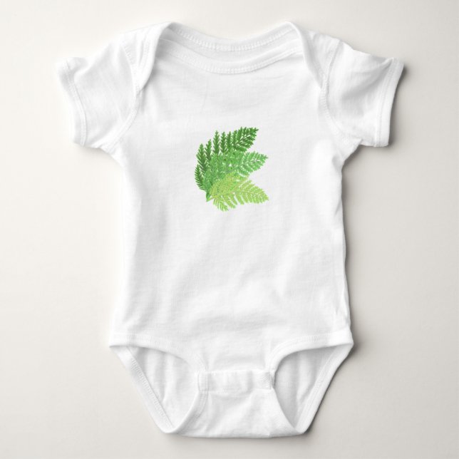Eleganta gröna akvarellormbunkskogsblad t-shirt (Framsida)