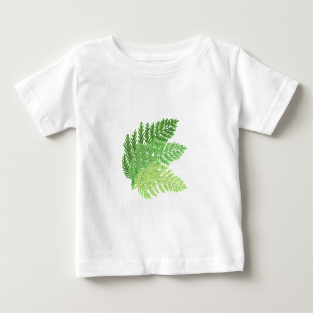 Eleganta gröna akvarellormbunkskogsblad tee (Framsida)
