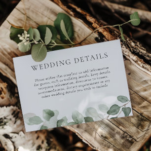 Eleganta gröna blad Bröllopsdetaljer Mottagning Tilläggskort