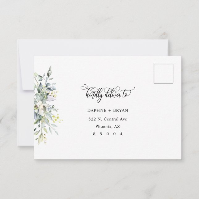 Eleganta Gröna Blad Svar med Adress Baksida (Baksida)