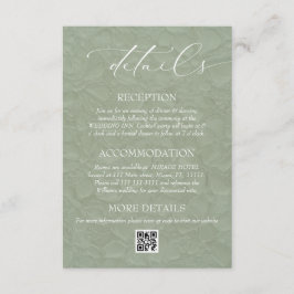 Eleganta gröna blommande bröllops QR-detaljer Tilläggskort