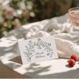 Eleganta gröna blomster boho moderna platskort för bordsnummer