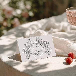Eleganta gröna blomster boho moderna platskort för bordsnummer