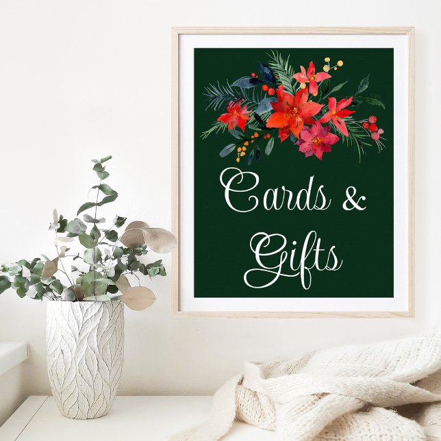 Eleganta gröna blomster jul bröllop kort gåvor poster (Skapare uppladdad)