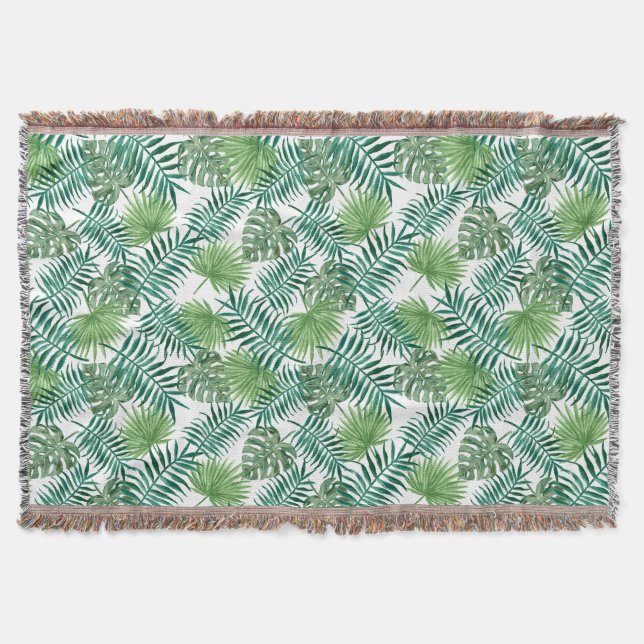 Eleganta gröna botaniska palmblad filt (Framsidan)