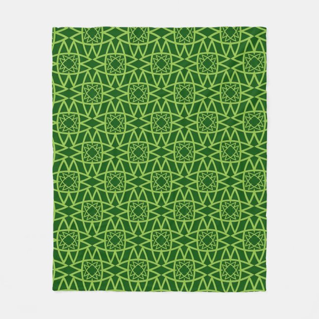 Eleganta gröna geometriska mönster fleecefilt (Framsidan)